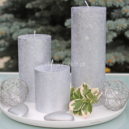 Świeca Bolsius Rustic Metalik Srebrna 1.jpg