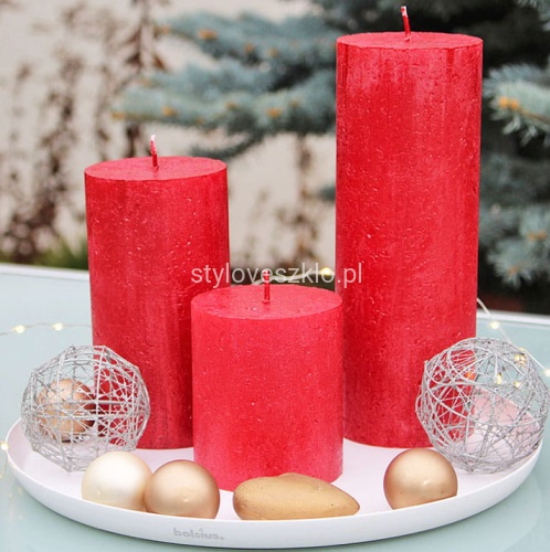 świeca Bolsius Rustic Metalic czerwona1.jpg