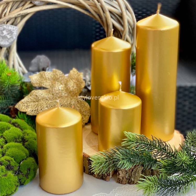 Świeca Ozdobne Pieńkowa Classic Metalik Złota1.jpg