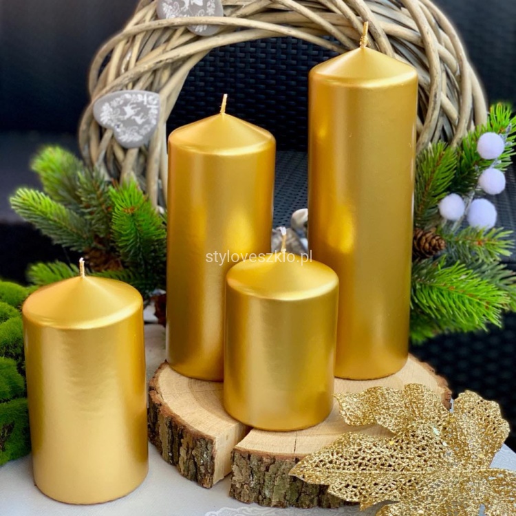 Świeca Ozdobne Pieńkowa Classic Metalik Złota.jpg