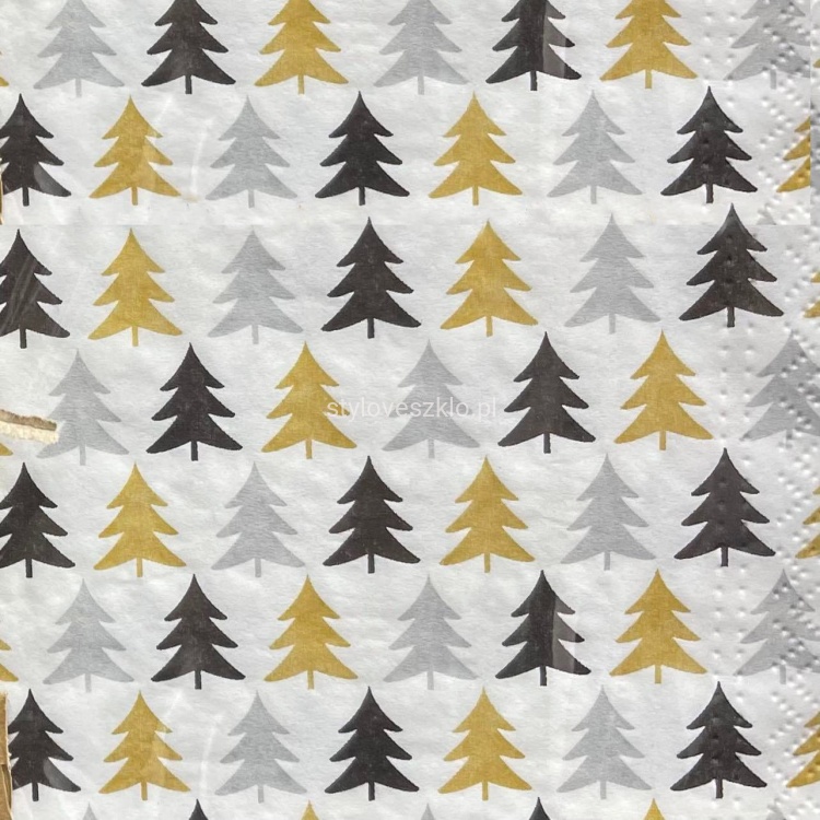 serwetki papierowe swiateczne choinki zloto czarne.jpg