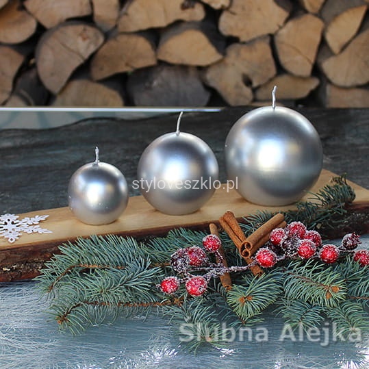 komplet świec Srebrne kule - slubna-alejka.jpg