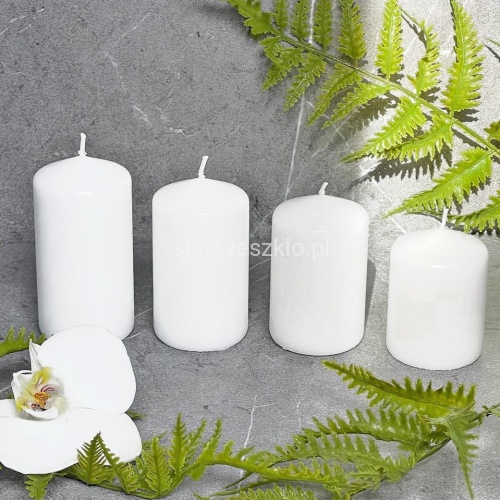 Świece Słupki Stopniowane Classic Candle Biały mat 4 szt..jpg