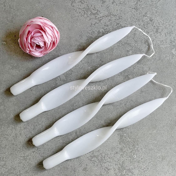 Świece Lakierowane Velvet Kręcone 27cm 4 szt. Białe.jpg