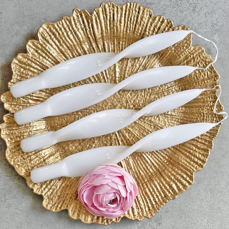 Świece Lakierowane Velvet Kręcone 27cm 4 szt. Białe 1.jpg