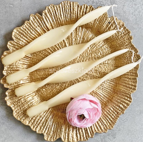 Świece Lakierowane Velvet Kręcone 27cm 4 szt. Ecru 2.jpg