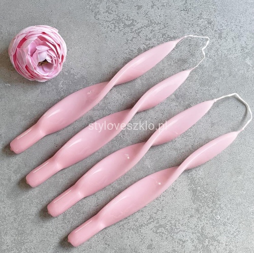 Świece Lakierowane Velvet Kręcone 27cm 4 szt. rozowe 3.jpg