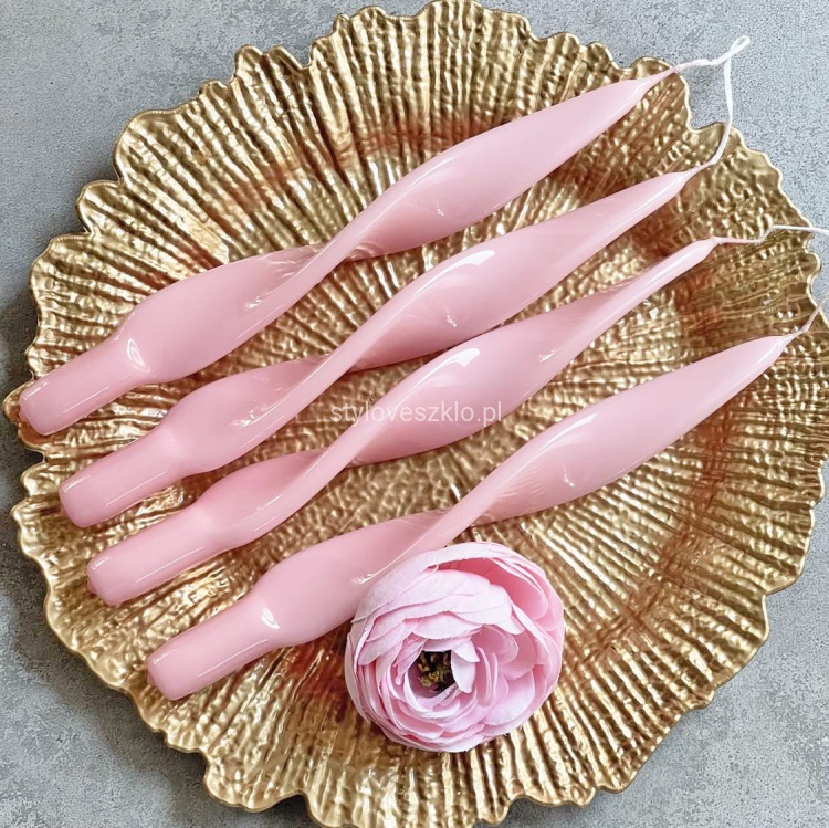 Świece Lakierowane Velvet Kręcone 27cm 4 szt. rozowe 2.jpg