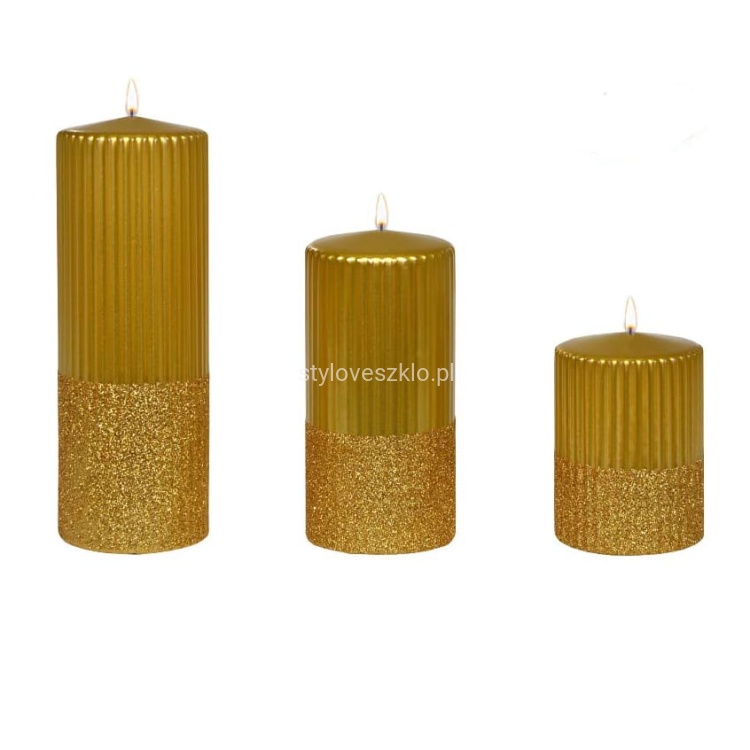 Świeca Ozdobna Pieńkowa Rylen Brokat Metalik zlota 3.jpg