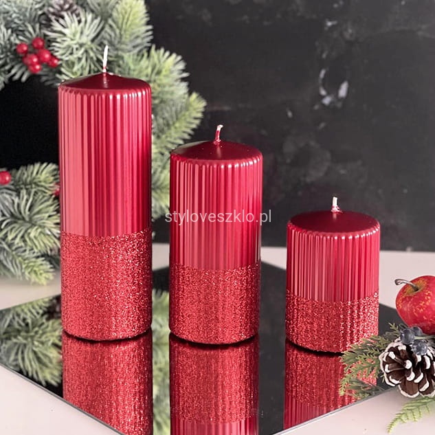 ŚWIECA OZDOBNA PIEŃKOWA RYLEN BROKAT METALIK  CZERWONY.jpg