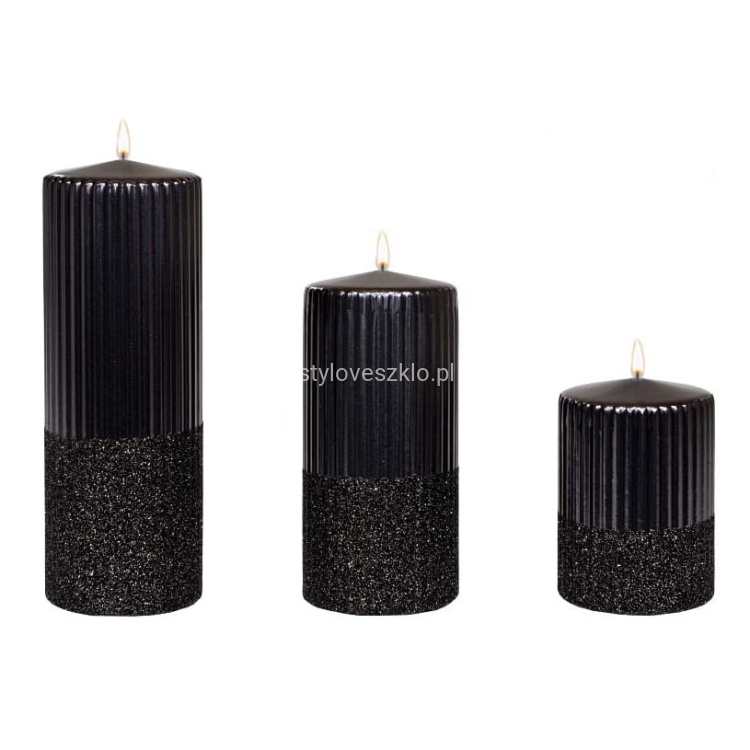 ŚWIECA OZDOBNA PIEŃKOWA RYLEN BROKAT METALIK CZARNY 4.jpg