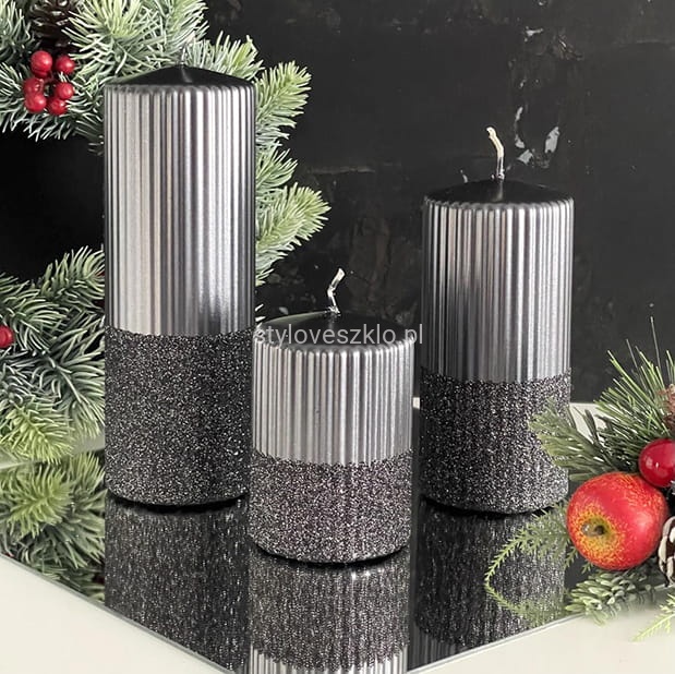 ŚWIECA OZDOBNA PIEŃKOWA RYLEN BROKAT METALIK CZARNY 2.jpg