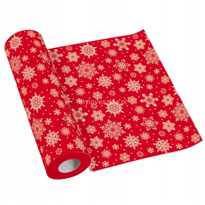 Bieżnik Flizelinowy SNOWFLAKES RED PAW 24M.jpg