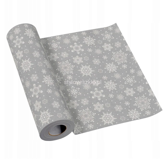 bieznik flizelinowy paw snowflakes silver.jpg