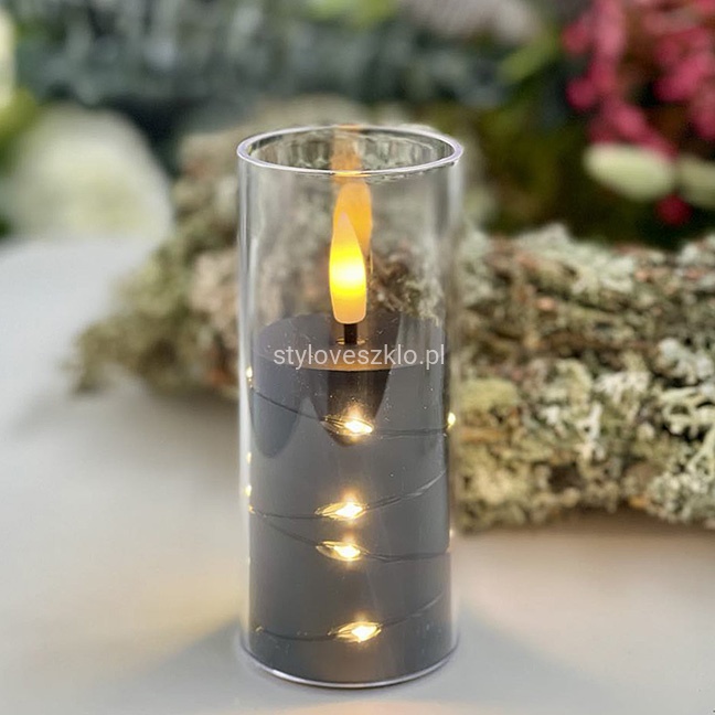 Świeca Bezpłomieniowa LED Girlanda Czarna 12,5 cm ϕ 5,5 cm.jpg