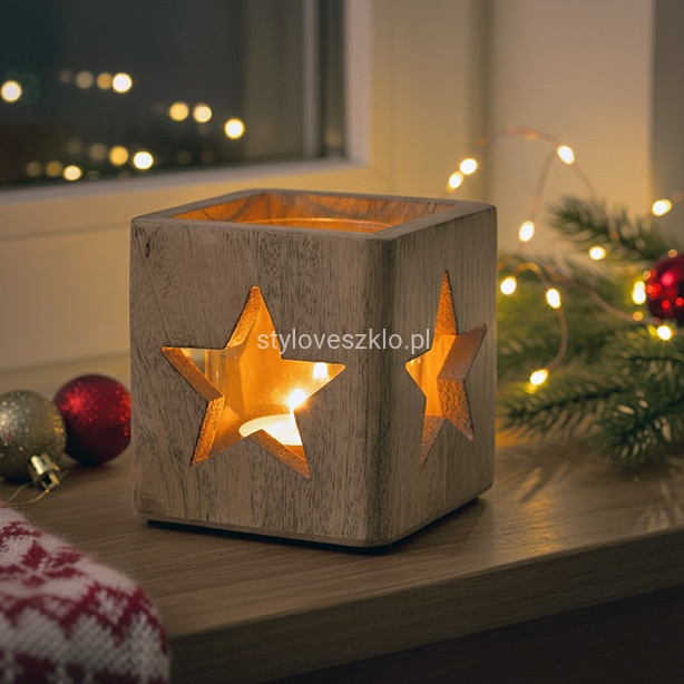 Świecznik z gwiazdką z drzewa mango 9 cm.jpg