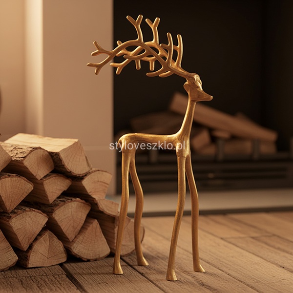 Figurka Metalowa Renifer Złoty Duży 38 cm.jpg