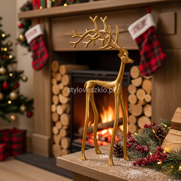 Figurka Metalowa Renifer Złoty Duży 38 cm 2.jpg