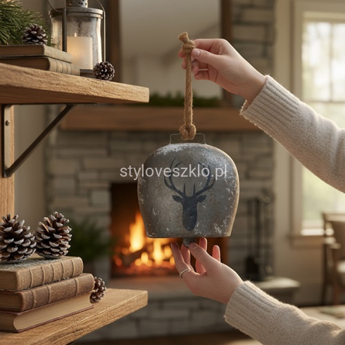 Metalowy Dzwonek Zawieszka z Reniferem 2.jpg