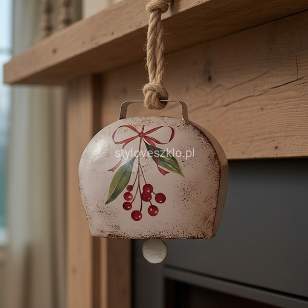 Metalowy Dzwonek Zawieszka z Gałązką Świąteczną.3.jpg