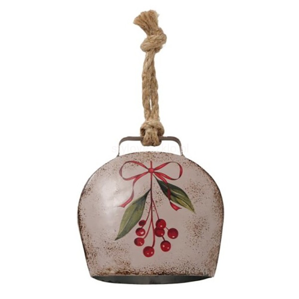 Metalowy Dzwonek Zawieszka z Gałązką Świąteczną.jpg