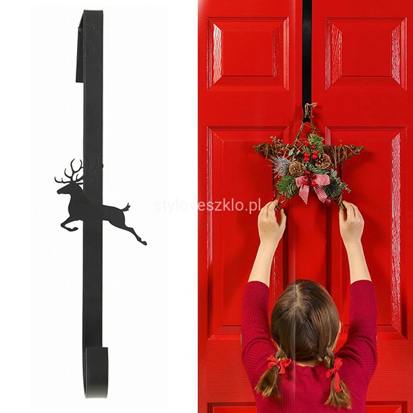 Uchwyt na wianek na drzwi Renifer Czarny 28 cm .44.jpg