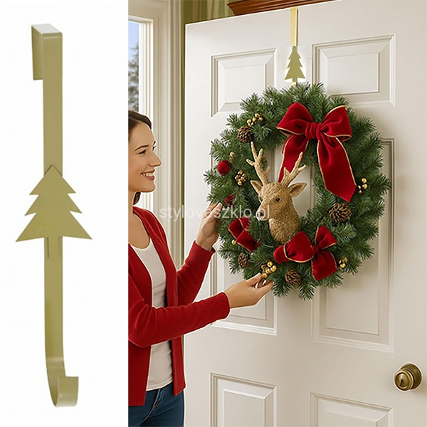 Uchwyt na wianek na drzwi zloty Choinka 28 cm l.jpg