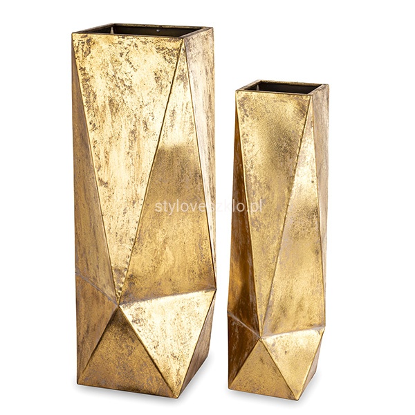Wazony Dekoracyjne Metalowe Geometrycze Złote Komplet 2 szt.3.jpg