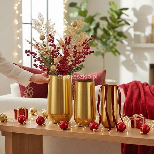 Komplet wazonów złotych gładkich do kompozycji.jpg