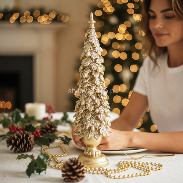 Figurka Dekoracyjna Choinka Złota Glamour.jpg