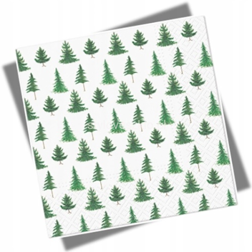Serwetki papierowe zielone choinki 33x33 cm.jpg