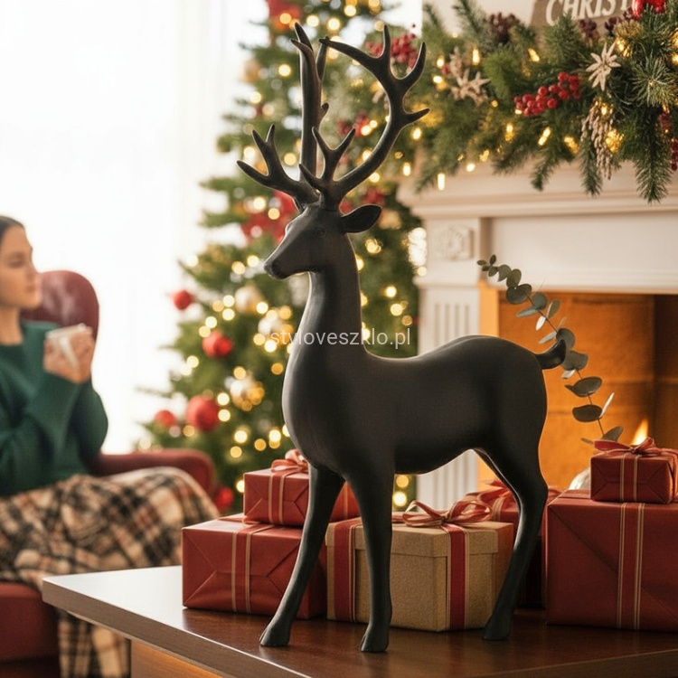 Figurka renifer czarny stojacy 29 cm P.jpg