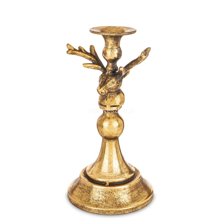 swiecznik zloty z glowami reniferów 27 cm.jpg
