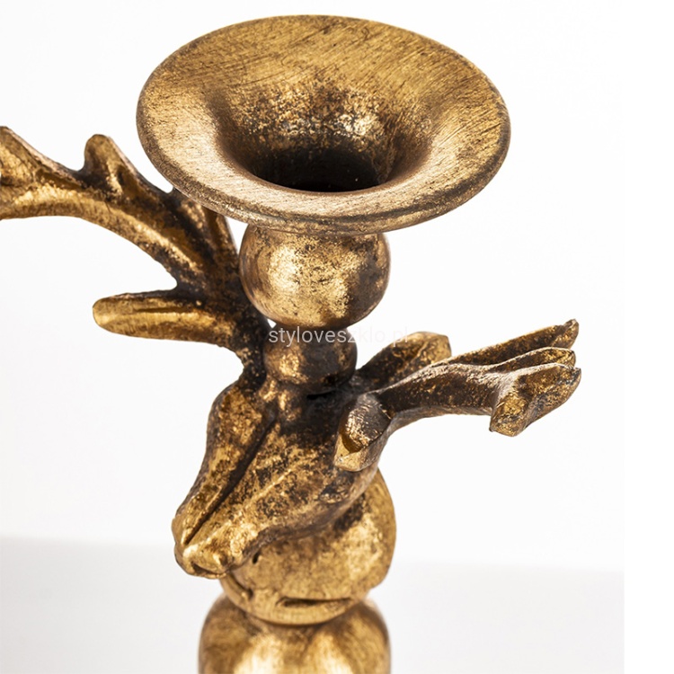 swiecznik zloty z glowami reniferów 27 cm.2.jpg