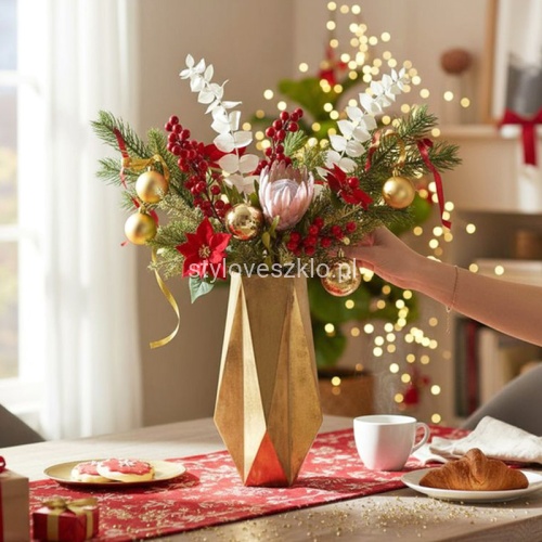 Wazon Dekoracyjny Metalowy Geometric złoty 56 cm.jpg