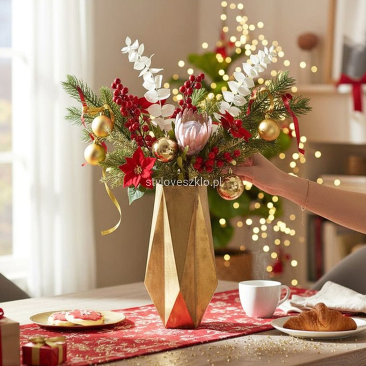 Wazon Dekoracyjny Metalowy Geometric złoty 56 cm.jpg