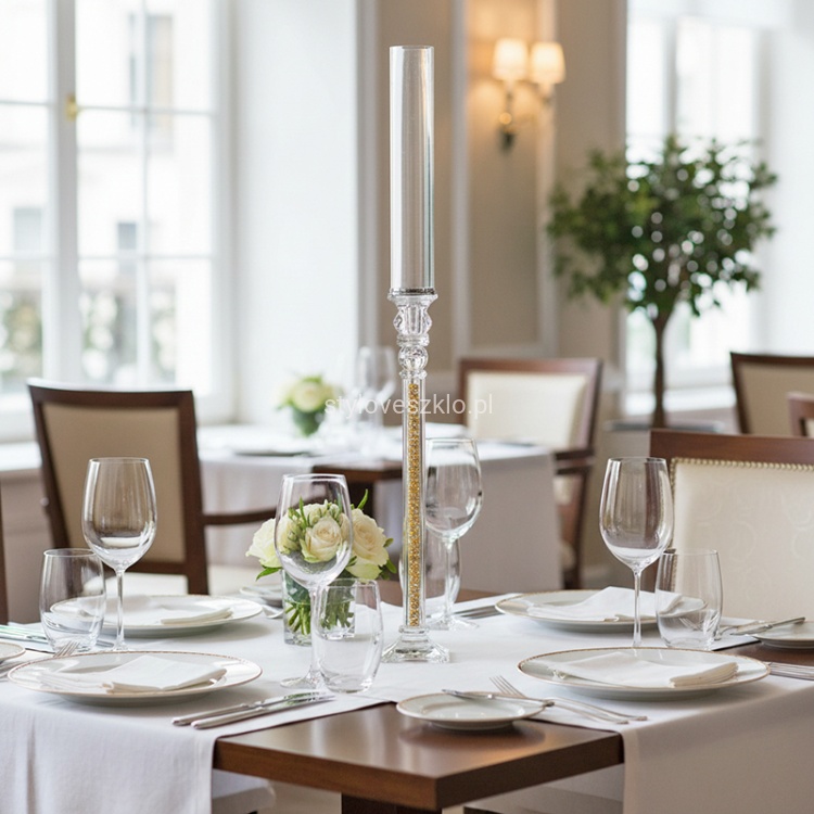 swiecznik szklany na nodze Novum 90 cm złoty.3.jpg