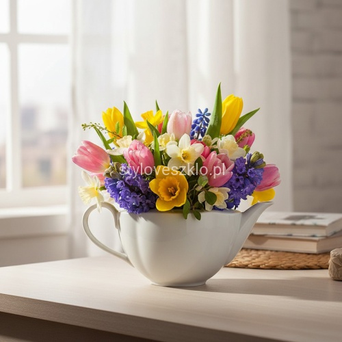 Wazon dekoracyjny Dzbanek Niski Biala porcelana 26 cm.jpg2.jpg