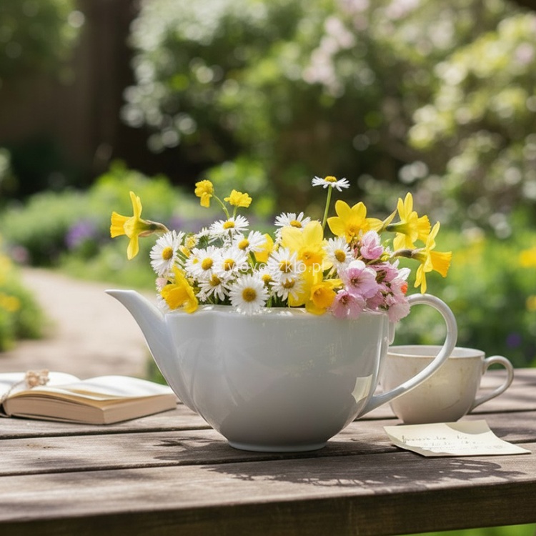 Wazon dekoracyjny Dzbanek Niski Biala porcelana 26 cm.jpg