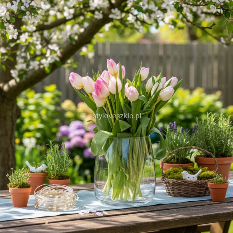 wazon szklany na kwiaty wiosenny 17 cm fi 15 cm.jpg