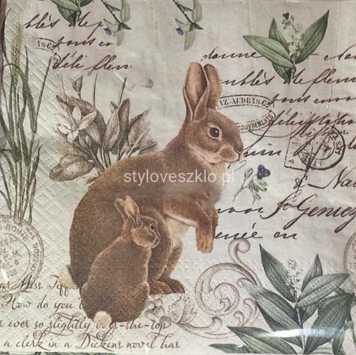 Serwetki Papierowe Wielkanocne Zajączki Brązowe 33x33cm.jpg