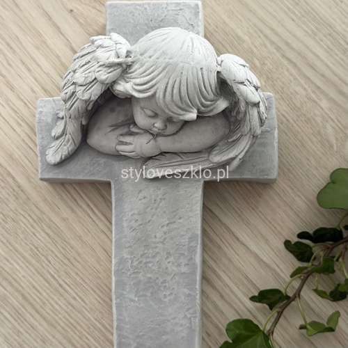 aniol na krzyzu dekoracjaa nagrobnaa 16x12 cm szary.jpg