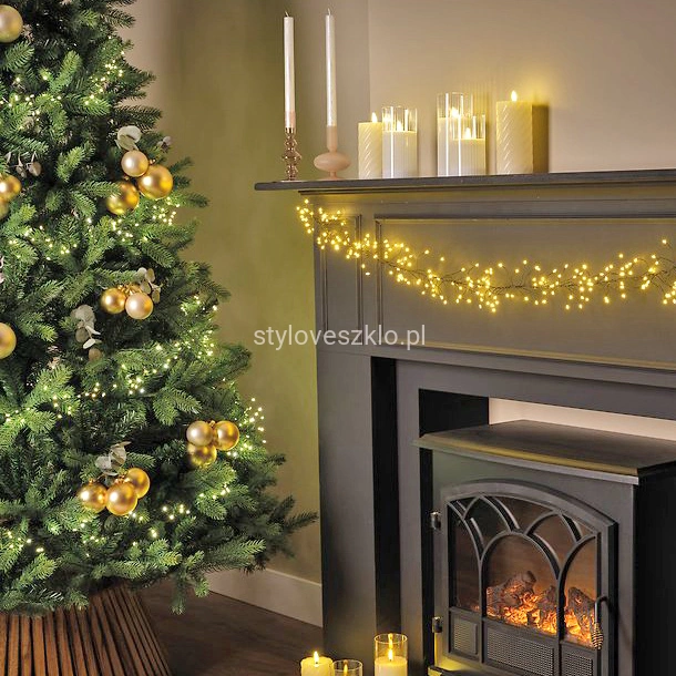 Lampki Choinkowe Cluster Twinkle Micro Wire Lights Ryż 480 LED Ciepły Biały Srebrny Drucik 3m Timer.4.jpg