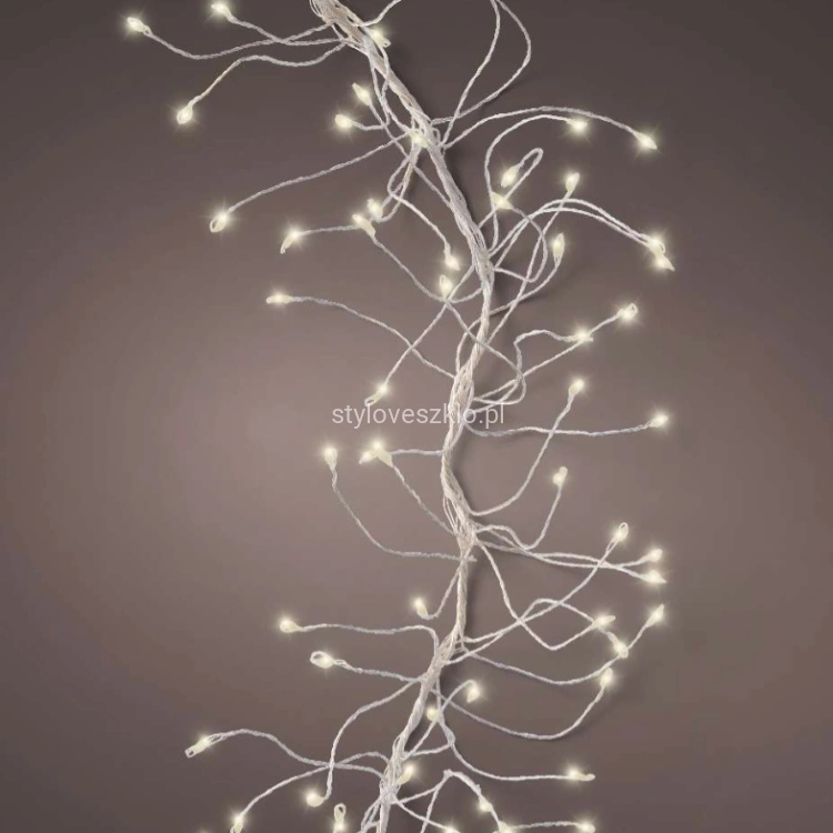 Lampki Choinkowe Cluster Twinkle Micro Wire Lights Ryż 480 LED Ciepły Biały Srebrny Drucik 3m Timer 3.jpg