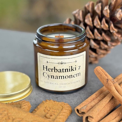 Naturalna Świeca Sojowa w Słoiczku herbatniki z cynamonem 120ml.jpg