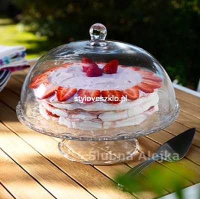 Patera Szklana na Candy Bar z Kloszem 22 cm ϕ 30 cm