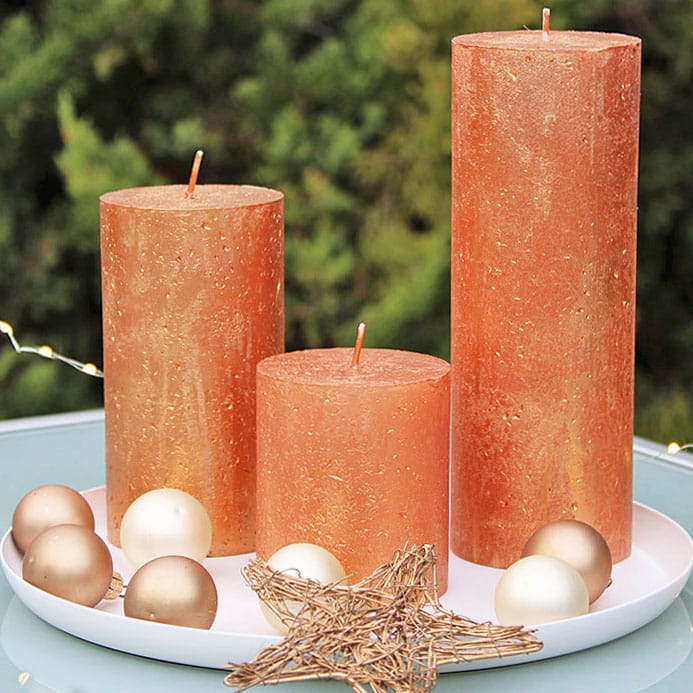Świeca Pieńkowa Rustic BOLSIUS Shimmer Miedziana 13cm