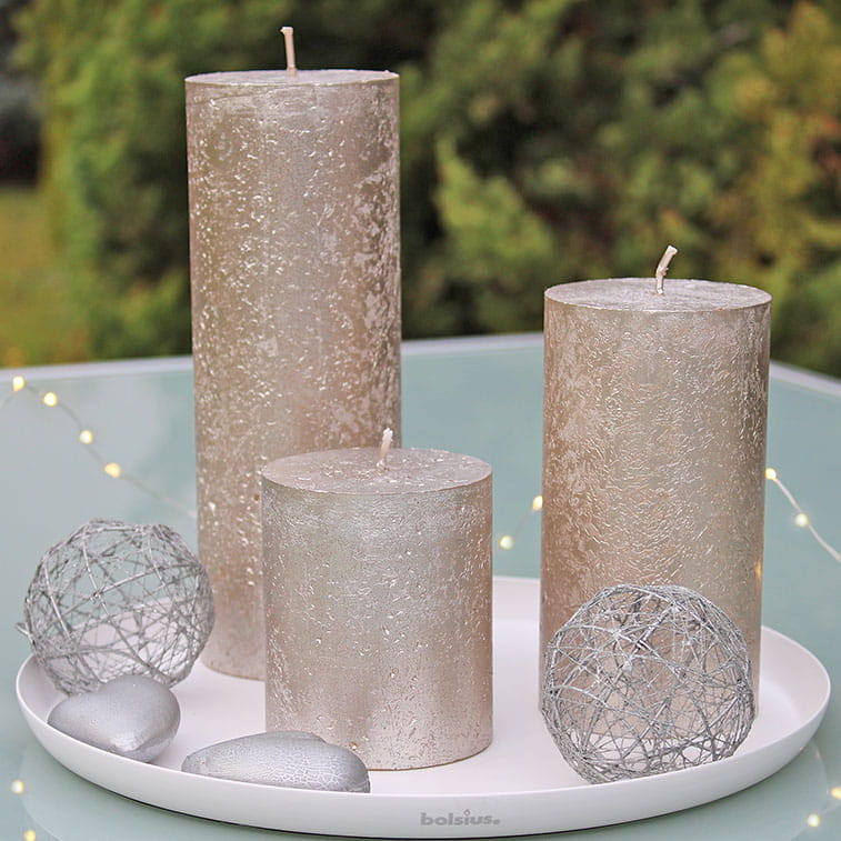 Świeca Pieńkowa Rustic BOLSIUS Shimmer Szampański 13cm
