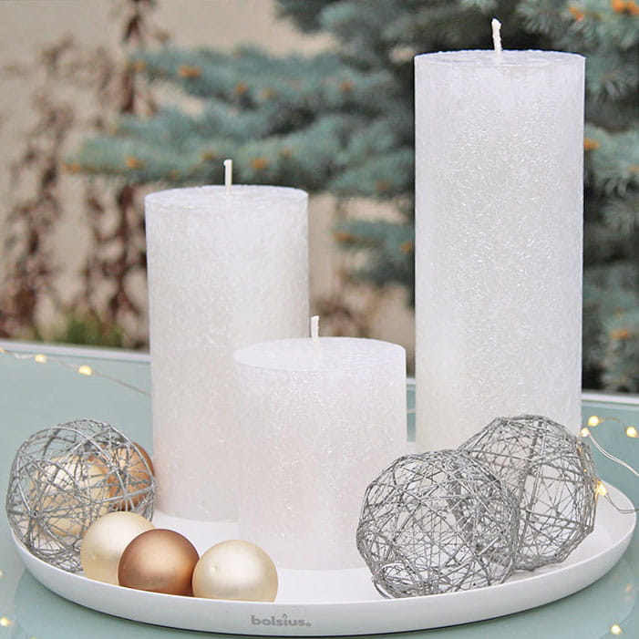 Świeca Pieńkowa Rustic BOLSIUS Shimmer Perłowy 13cm