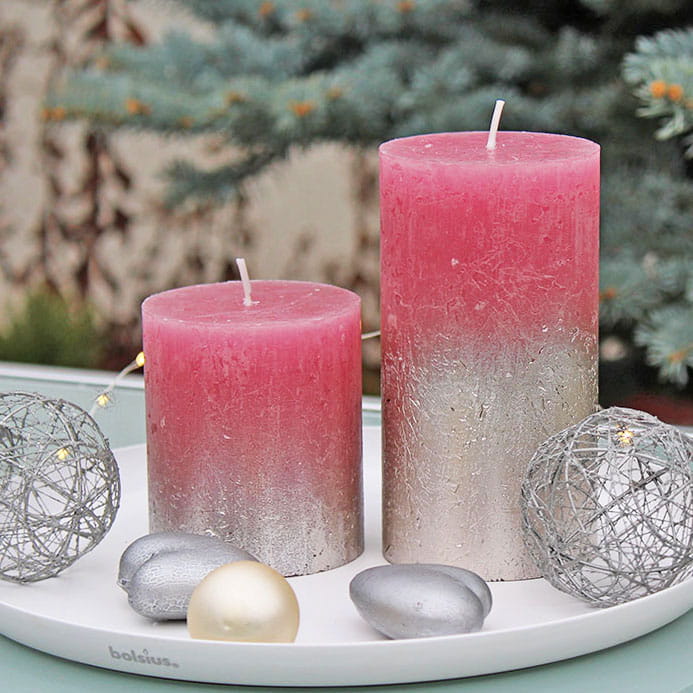 Świeca Pieńkowa Rustic BOLSIUS Sparkling Harmony Ciemnoróżowa 13cm